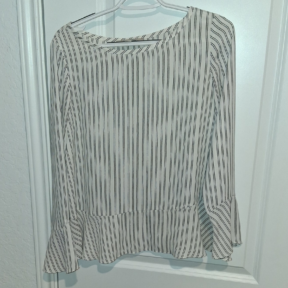 LOFT Cream Peplum Blouse
